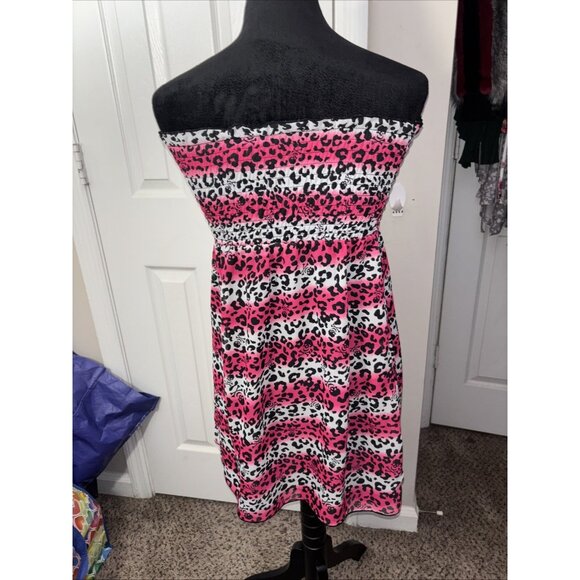 Pink & Black Y2K Leopard Print Reversible Tube Dress By Op Medium - Picture 3 of 6